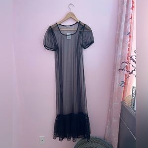 Free People Intimates Black Slip Dress Overlay NWT size L